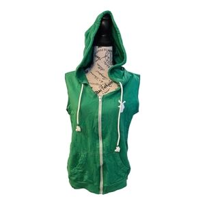 Dutch Bros Green Sleeveless Hoodie with Zipper